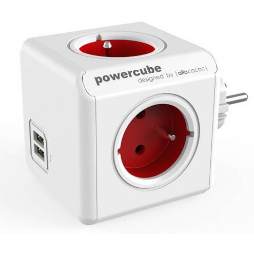 Napájecí kostka PowerCube zapojení přímo zásuvkou 230V USB /RED/