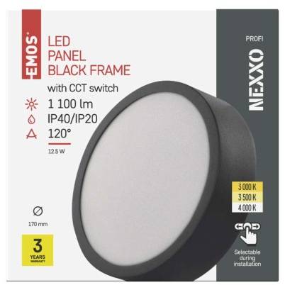 ZM5333 LED přisazené svítidlo NEXXO, kruhové, černé, 12,5W, se změnou CCT EMOS Lighting