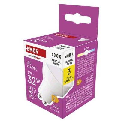 ZQ8E13 LED žárovka Classic MR16 / GU10 / 3 W (32 W) / 345 lm / neutrální bílá EMOS