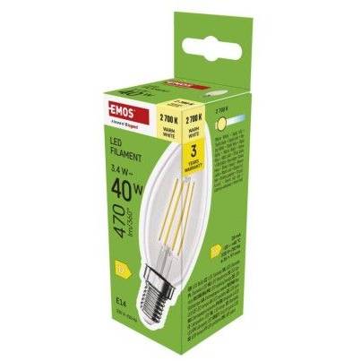 ZF3D22 LED žárovka Filament svíčka / E14 / 3,4 W (40 W) / 470 lm / teplá bílá EMOS