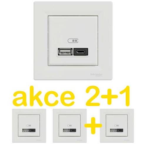 Asfora KIT_EPH2700421X3 Rychlonabíječka USB A+C 3A 45W bílá