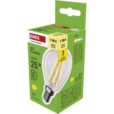 ZF1D02 LED žárovka Filament Mini Globe / E14 / 1,8 W (25 W) / 250 lm / teplá bílá EMOS