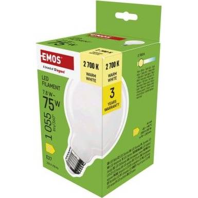 ZF2D52 LED žárovka Filament G95 / E27 / 7,8 W (75 W) / 1055 lm / teplá bílá EMOS