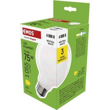 ZF2D53 LED žárovka Filament G95 / E27 / 7,8 W (75 W) / 1055 lm / neutrální bílá EMOS