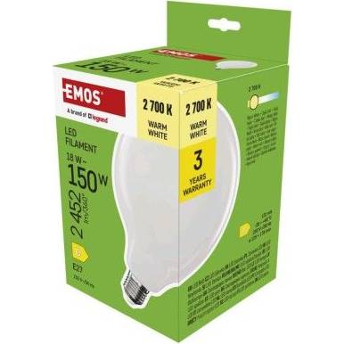 ZF2D82 LED žárovka Filament G125 / E27 / 18 W (150 W) / 2452 lm / teplá bílá EMOS