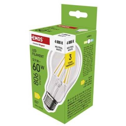 ZF5D43 LED žárovka Filament A60 / E27 / 5,9 W (60 W) / 806 lm / neutrální bílá EMOS