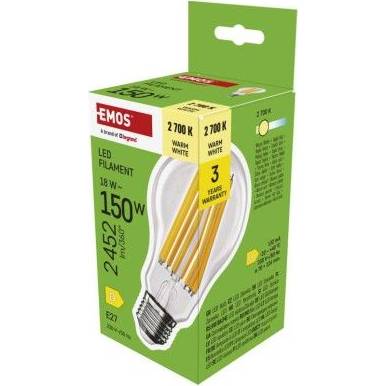 ZF5D82 LED žárovka Filament A70 / E27 / 18 W (150 W) / 2452 lm / teplá bílá EMOS