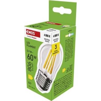 ZF6D43 LED žárovka Filament Mini Globe / E27 / 5,9 W (60 W) / 806 lm / neutrální bílá EMOS