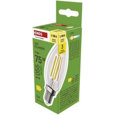 ZF3D52 LED žárovka Filament svíčka  / E14 / 7 W (75 W) / 1055 lm / teplá bílá EMOS