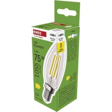 ZF3D53 LED žárovka Filament svíčka  / E14 / 7 W (75 W) / 1055 lm / neutrální bílá EMOS